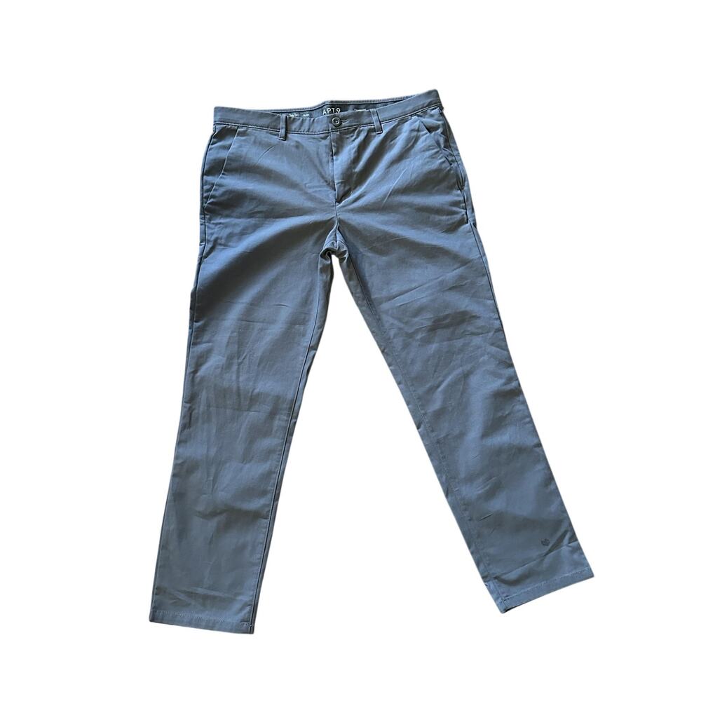 Apt. 9 Pants Mens 36x30 Gray Performance Chino Slim Fit Tapered Stretch Casual